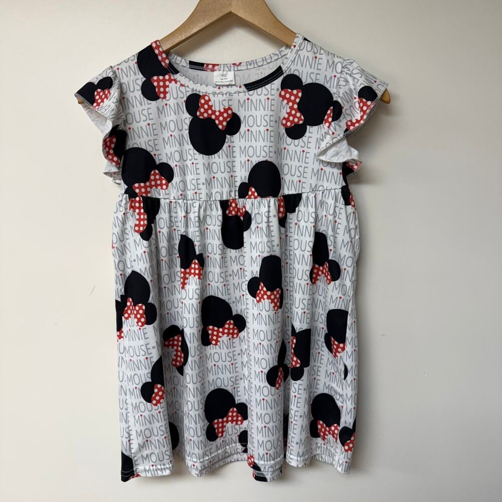 Boutique Disney Minnie Mouse Girls 8 Babydoll Outfit Shirt Ruffle Shorts Set